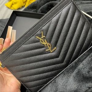 Black YSL wristlet
